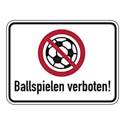 Grundstücksschild "Ballspielen verboten" 400 x 300 mm, Aluminium