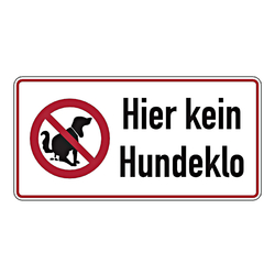 Grundstücksschild "Hier kein Hundeklo" Aluminium 300 x 150 mm