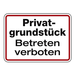 Grundstücksschild "Privatgrundstück Betreten verboten", Aluminium 250 x 180 mm