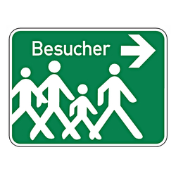 Besucherschild rechts "Besucher" Aluminiumschild 400 x 300 mm