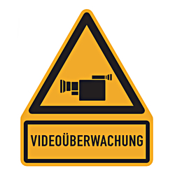 Hinweisschild gelb "Videoüberwachung"