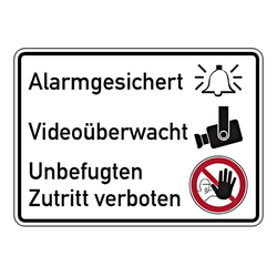 Hinweisschild "Alarmgesichert Videoüberwacht"