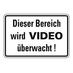 Hinweisschild "Dieser Bereich wird VIDEO überwacht!" Aluminium 300 x 200 mm