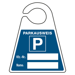 Parkausweis "Kfz-Nr.: + Name:" Kunststoff 130 x 160 mm