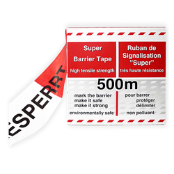 Absperrband Flatterband "gesperrt" rot/weiß Rolle 80 mm x 500 m