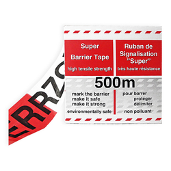 Absperrband Flatterband "Sperrzone" rot/weiß Rolle 80 mm x 500 m