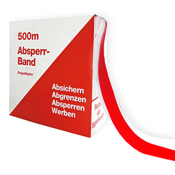 Absperrband Flatterband rot/weiß schraffiert Rolle 80 mm x 500 m