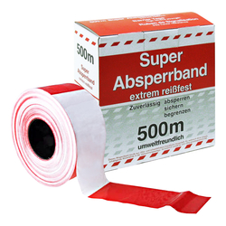 Absperrband Flatterband weiß/rot geblockt Rolle 80 mm x 500 m