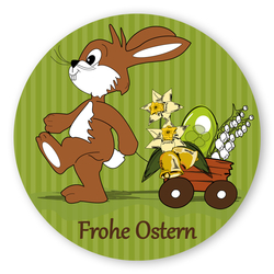 Oster-Aufkleber Sticker Frohe Ostern Osterhase rund Ø 30 mm PE-Folie