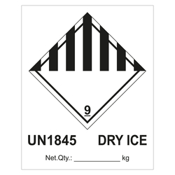 Gefahrzettel, Gefahrgutaufkleber Klasse 9 Verschiedene gefährliche Stoffe und Gegenstände mit UN1845 DRY ICE in verschiedenen Ausführungen