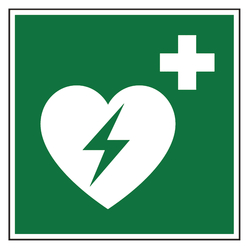 Rettungszeichen Automatisierter externer Defibrillator DIN EN ISO 7010 E010