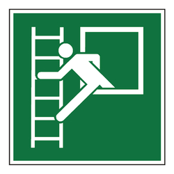 Rettungszeichen Notausstieg mit Fluchtleiter DIN EN ISO 7010 E016