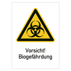 Kombischild "Vorsicht Biogefährdung" Warnschild Folie selbstklebend 130 x 185 mm