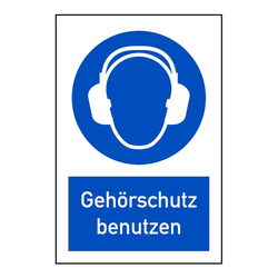 Kombischild "Gehörschutz benutzen" DIN EN ISO 7010, M003 und ASR A1.3 (2013)