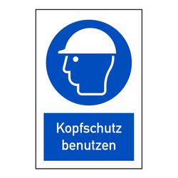 Kombischild "Kopfschutz benutzen" DIN EN ISO 7010, M014 und ASR A1.3 (2013)