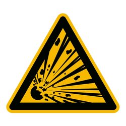 Warnzeichen "Warnung vor explosionsgefährlichen Stoffen" DIN EN ISO 7010-W002, Folie selbstklebend SL 100 mm