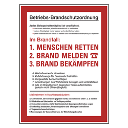 Betriebs-Brandschutzordnung aus Aluminium