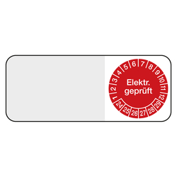 Kabelprüfplakette rot 50 x 20 mm "Elektr. geprüft" aus Folie selbstklebend 5 Stück/Bogen