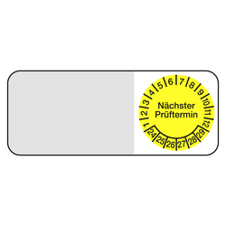 Kabelprüfplakette gelb 50 x 20 mm "Nächster Prüftermin" aus Folie selbstklebend 5 Stück/Bogen