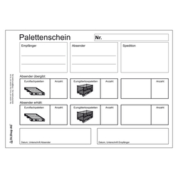 Palettenschein Lademittelnachweis Deutsch mit Eindruck DIN A5 quer Block á 25 Satz 4-fach