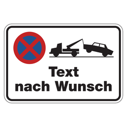 Hinweisschild "Absolutes Halteverbot + Abschleppsymbol " mit Wunschtext Aluminium