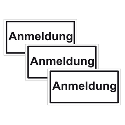 Türhinweisschild "Anmeldung" 3er Pack Folie selbstklebend