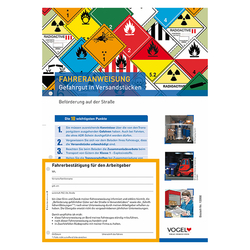 10er Pack Fahreranweisungen Gefahrgut in Versandstücken