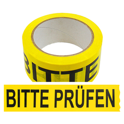 Klebeband Bitte prüfen, Gelb, Folie, 50 mm x 66 m, 1 Rolle