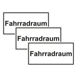 Türhinweisschild "Fahrradraum" 3er Pack Folie selbstklebend