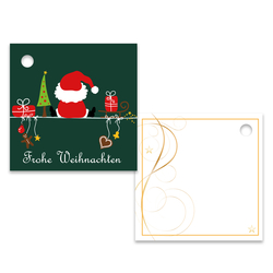 25er Pack Geschenkanhänger "Frohe Weihnachten" Weihnachtsmann ca. 55x55 mm