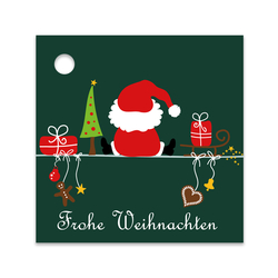 25er Pack Geschenkanhänger "Frohe Weihnachten" Weihnachtsmann ca. 55x55 mm