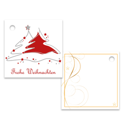 25er Pack Geschenkanhänger "Frohe Weihnachten" Tannenbaum ca. 55 x 55 mm