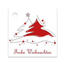 25er Pack Geschenkanhänger "Frohe Weihnachten" Tannenbaum ca. 55 x 55 mm