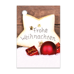25er Pack Geschenkanhänger "Frohe Weihnachten" Stern ca. 52 x 74 mm