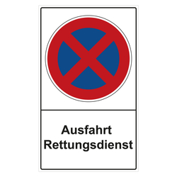 Halteverbotsschild "Ausfahrt Rettungsdienst" Folie selbstklebend 300 x 500 mm