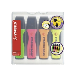 Stabilo® Premium-Textmarker BOSS® EXECUTIVE, Etui mit 4 Stiften