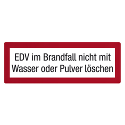 Feuerwehrzeichen EDV im Brandfall nicht mit Wasser oder Pulver löschen DIN 4066