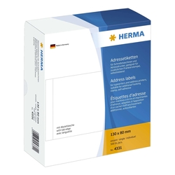 Herma 4331 Adress-Etiketten - einzeln mit Abziehlasche, 130 x 80 mm, selbstklebend, 500 Stück