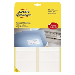 Avery Zweckform® 3350 Adress-Etiketten - 95 x 47 mm, selbstklebend, 240 Stück