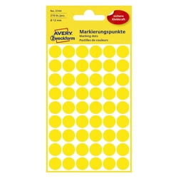 Avery Zweckform® 3144 Markierungspunkte - Ø 12 mm, 5 Blatt/270 Etiketten, gelb