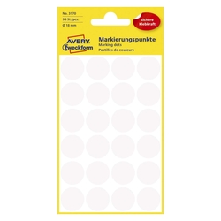 Avery Zweckform® 3170 Markierungspunkte - Ø 18 mm, 4 Blatt/96 Etiketten, weiß