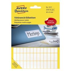 Avery Zweckform® 3317 Mini-Organisations-Etiketten, 20 x 8 mm, 28 Blatt/2.184 Etiketten, weiß