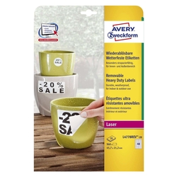 Avery Zweckform® L4778REV-20 Wetterfeste Etiketten (A4, 960 Stück, ablösbar, 45,7 x 21,2 mm) 20 Blatt weiß