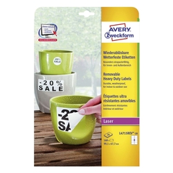 Avery Zweckform® L4715REV-20 Wetterfeste Etiketten (A4, 160 Stück, ablösbar, 99,1 x 67,7 mm) 20 Blatt weiß