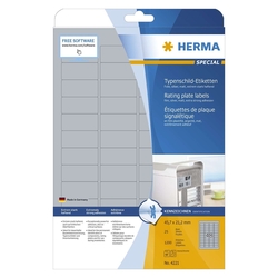 Herma 4221 Typenschildetiketten A4 silber 45,7x21,2 mm extrem stark haftend Folie matt 1200 St.