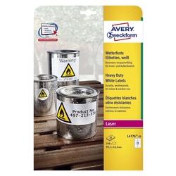 Avery Zweckform® L4776-20 Wetterfeste Folien-Etiketten (A4, 240 Stück, 99,1 x 42,3 mm) 20 Blatt weiß