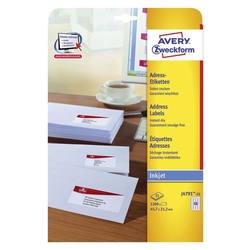 Avery Zweckform® J4791-25 Adress-Etiketten (Papier matt, 1.200 Stück, 45,7 x 21,2 mm) 25 Blatt weiß