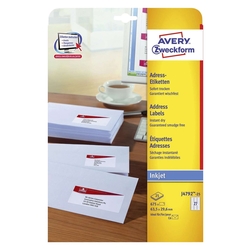 Avery Zweckform® J4792-25 Adress-Etiketten (Papier matt, 675 Stück, 63,5 x 29,6 mm) 25 Blatt weiß