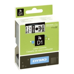 Dymo® Schriftband D1, Kunststoff, laminiert, 7 m x 24 mm, Schwarz/Weiß