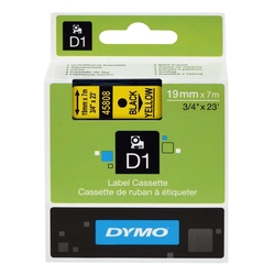 Dymo® Schriftband D1, Kunststoff, laminiert, 7 m x 19 mm, Schwarz/Gelb